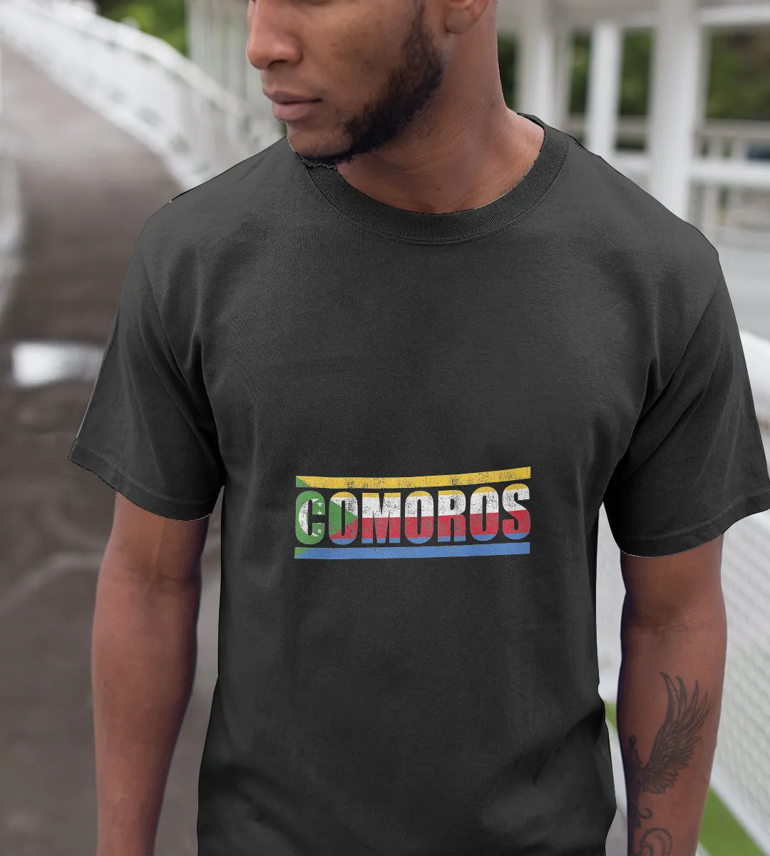 1sttheworld T-Shirt - Comoros Vintage T-Shirt Black A35