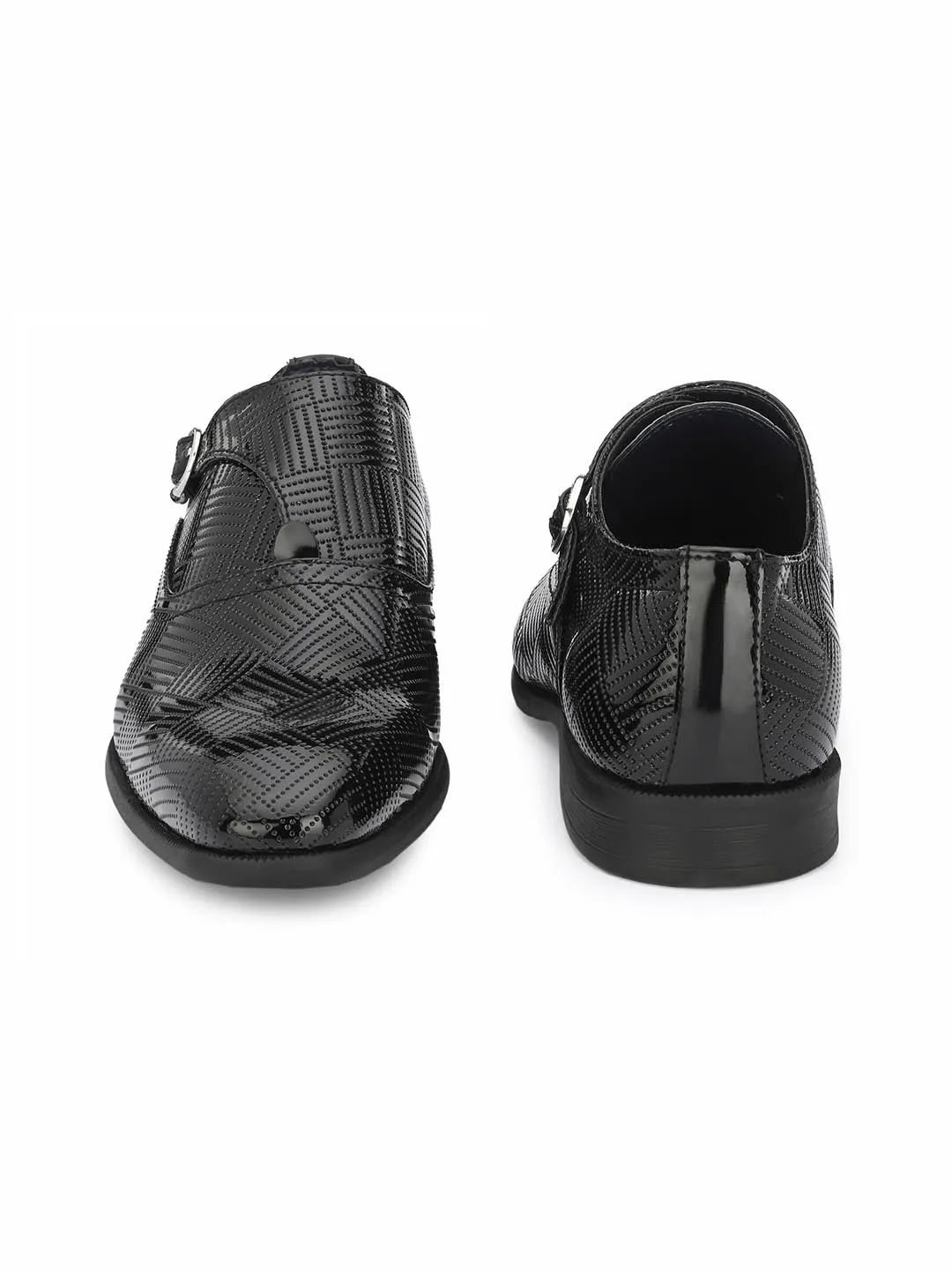 Alberto Torresi Black Patent Synthetic Monk Shoes