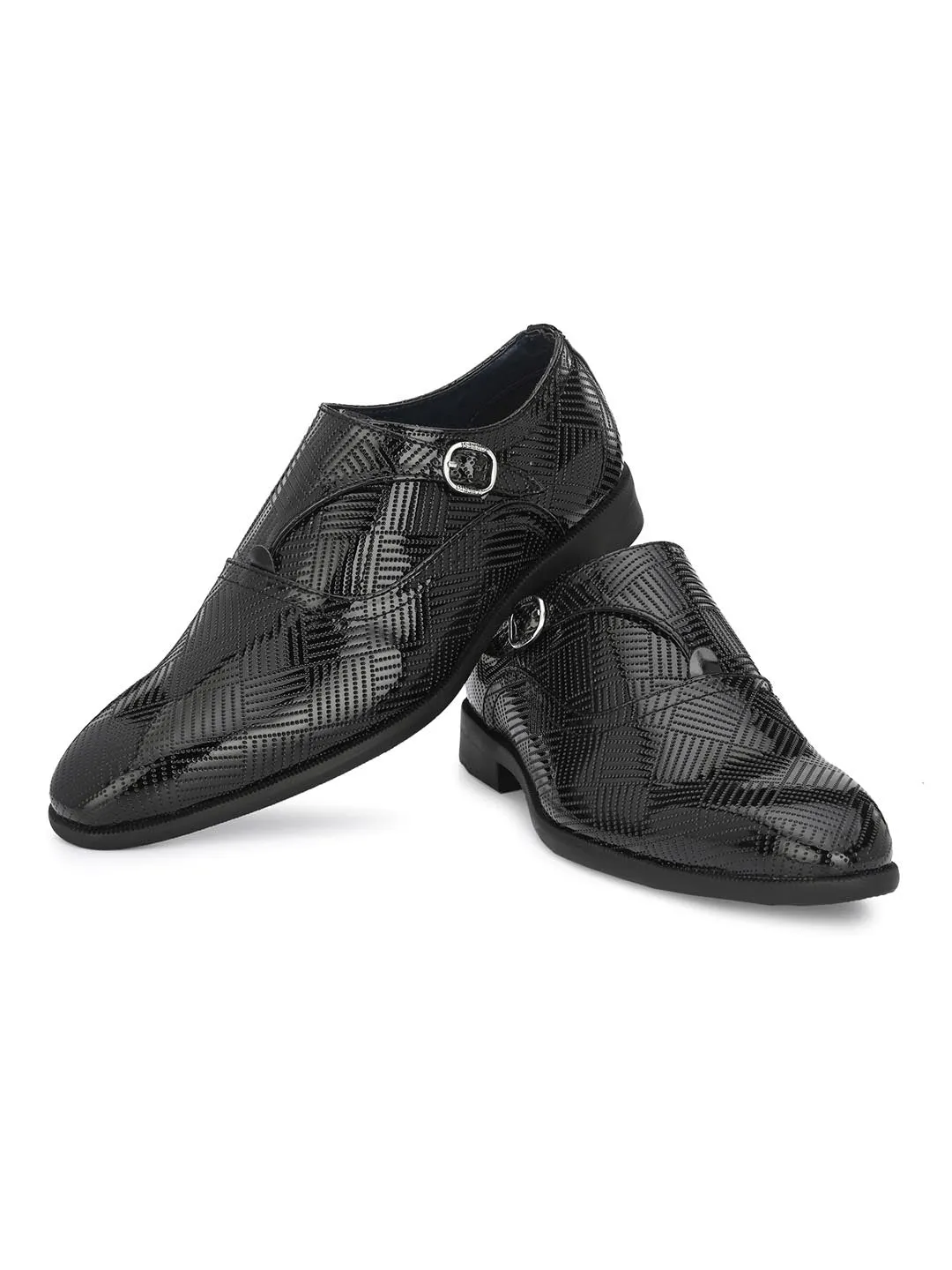 Alberto Torresi Black Patent Synthetic Monk Shoes