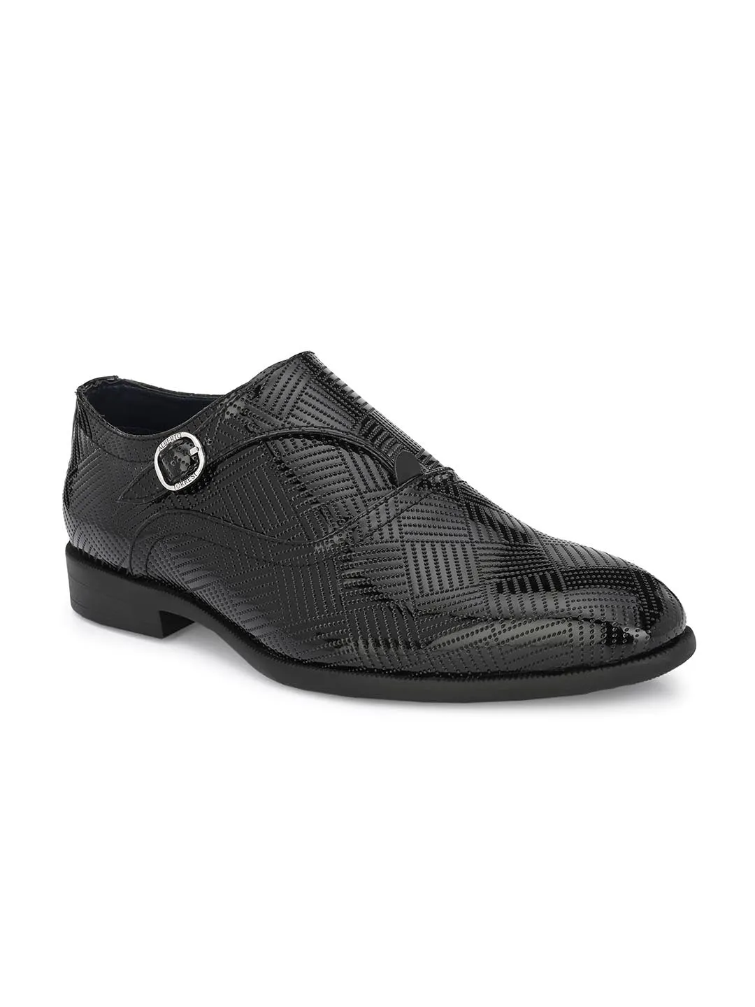 Alberto Torresi Black Patent Synthetic Monk Shoes