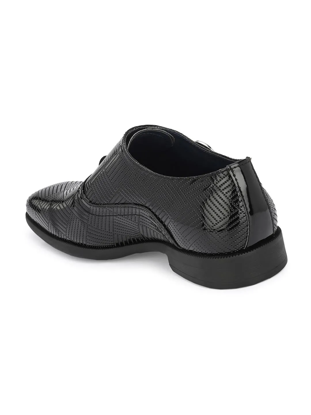 Alberto Torresi Black Patent Synthetic Monk Shoes