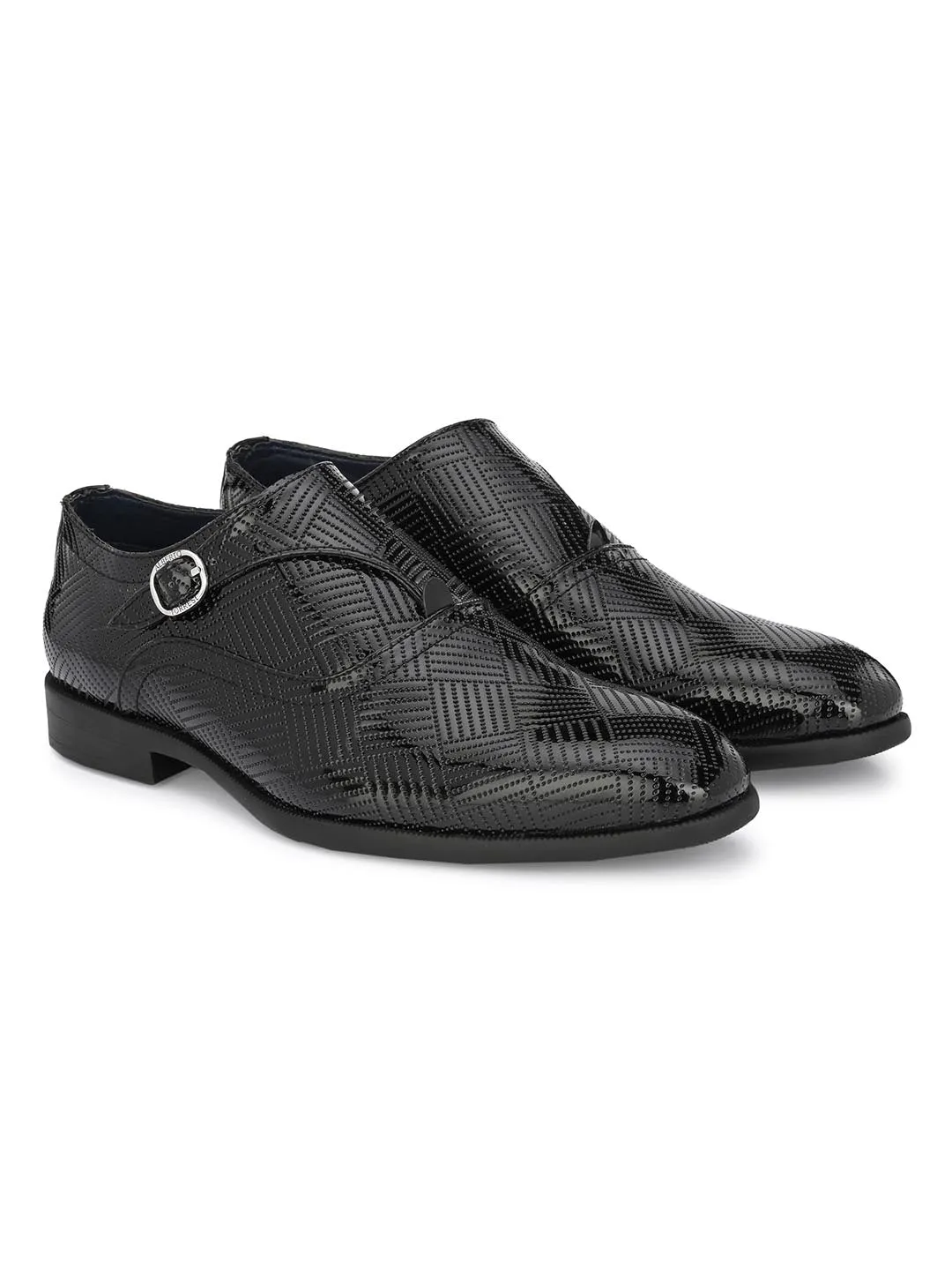 Alberto Torresi Black Patent Synthetic Monk Shoes