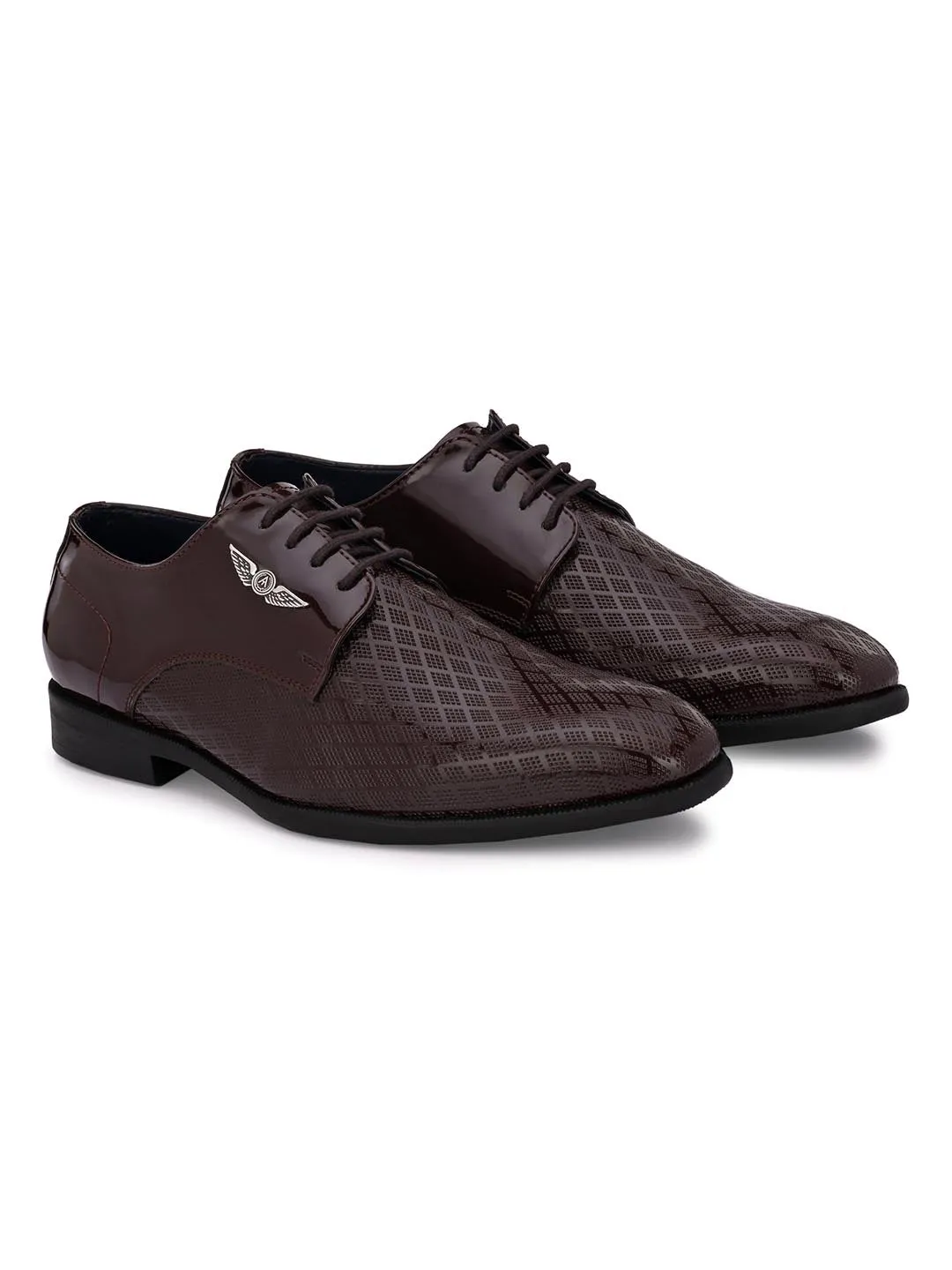 Alberto Torresi Brown Patent Synthetic formal Shoes