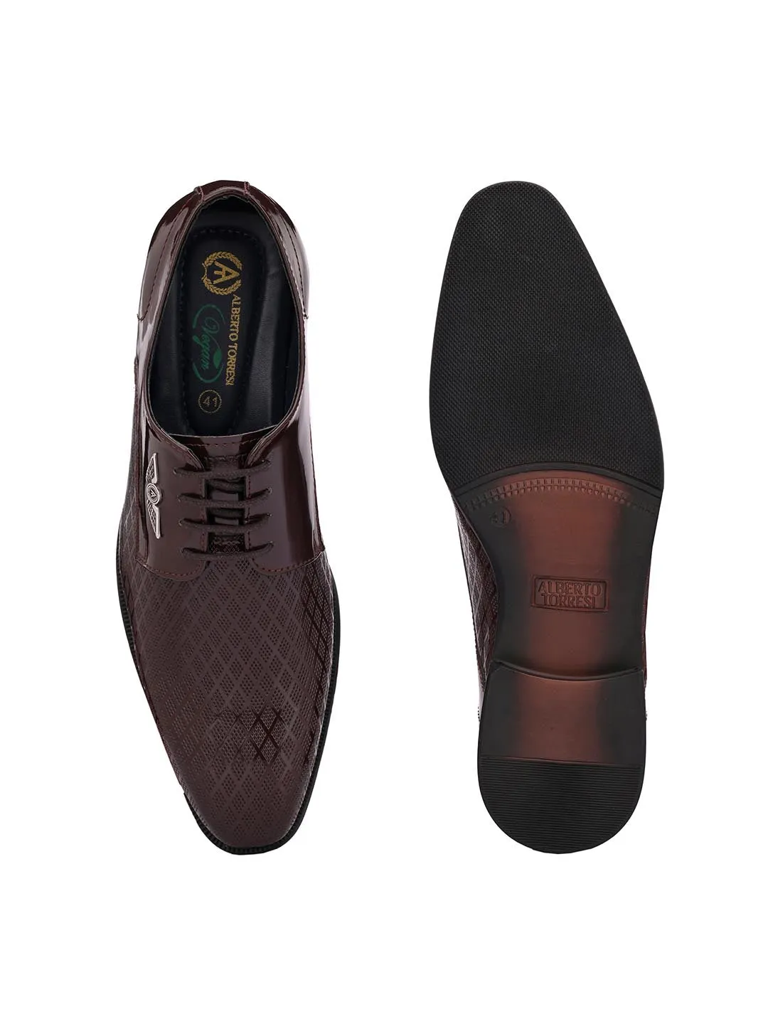 Alberto Torresi Brown Patent Synthetic formal Shoes