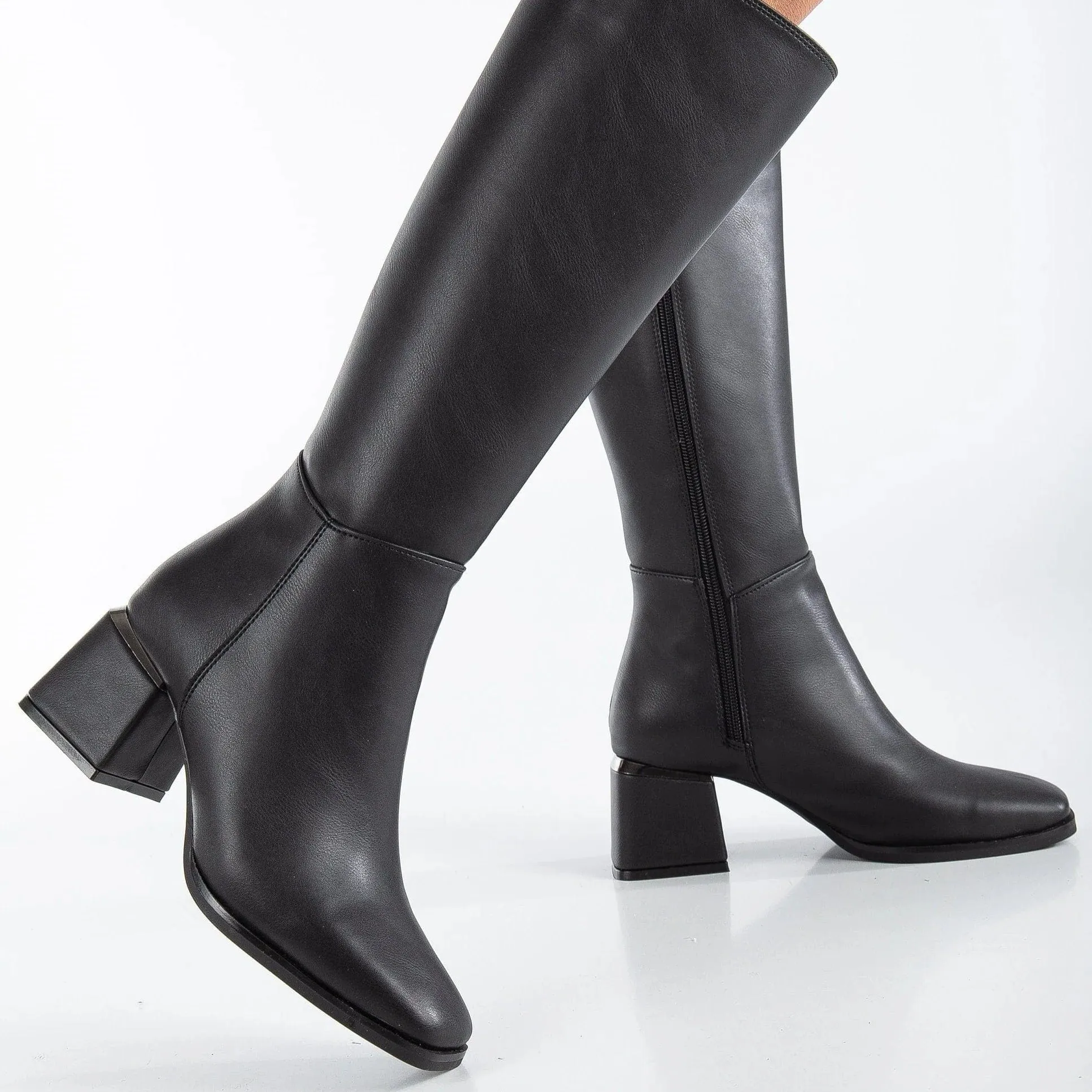 Anelise Vegan Leather Knee High Boots | Black