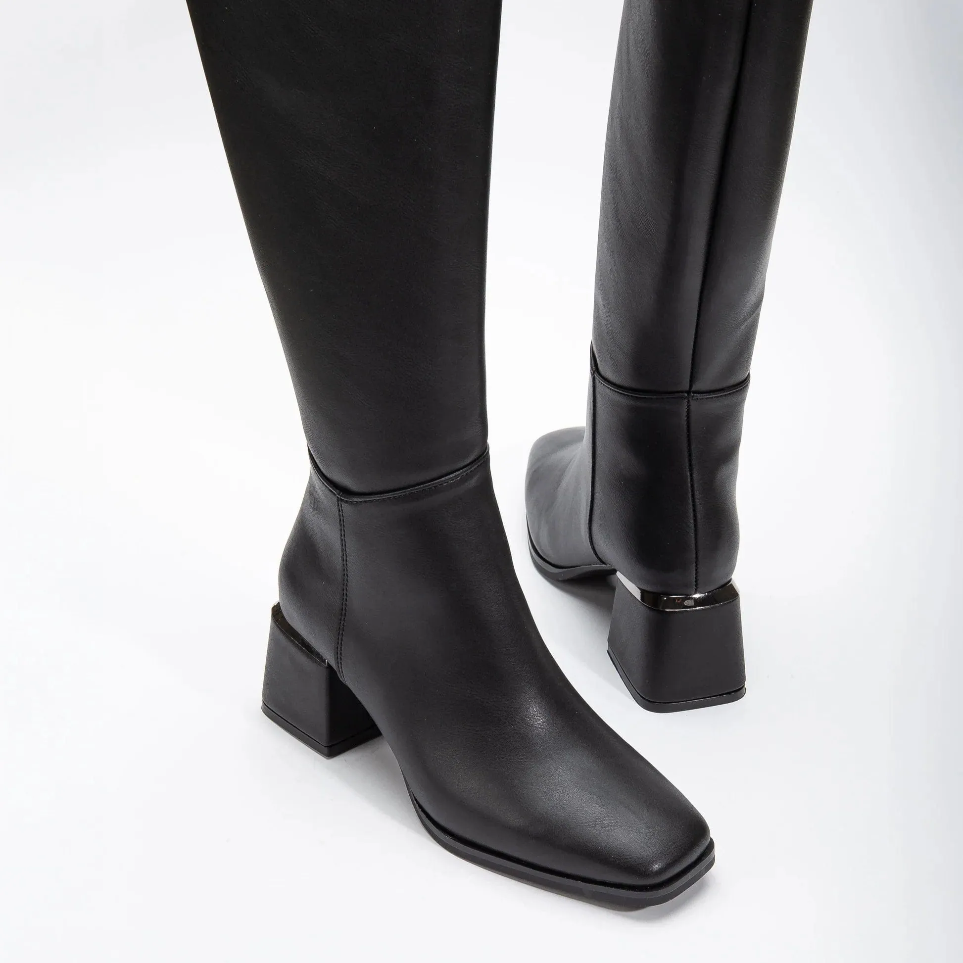 Anelise Vegan Leather Knee High Boots | Black