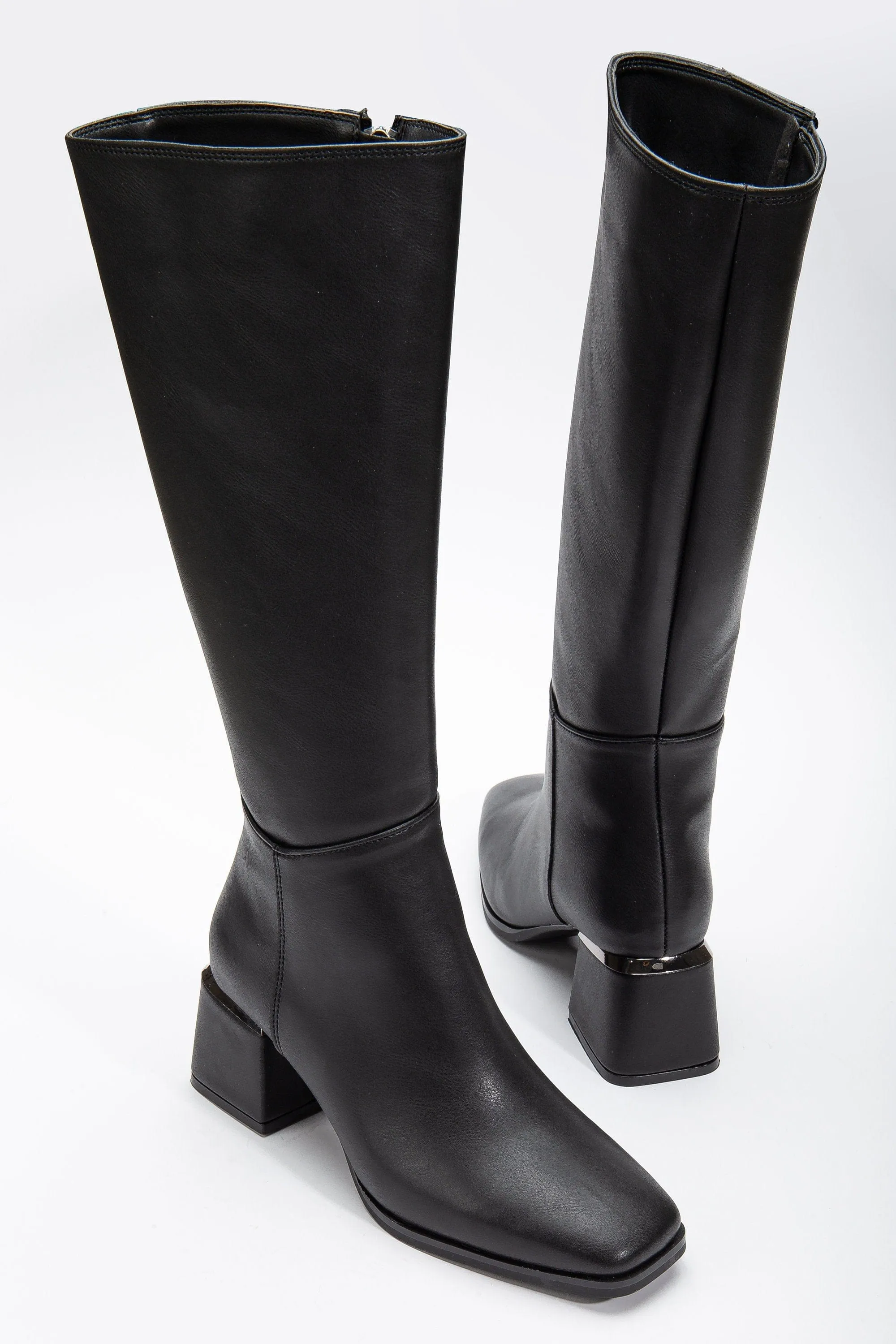 Anelise Vegan Leather Knee High Boots | Black