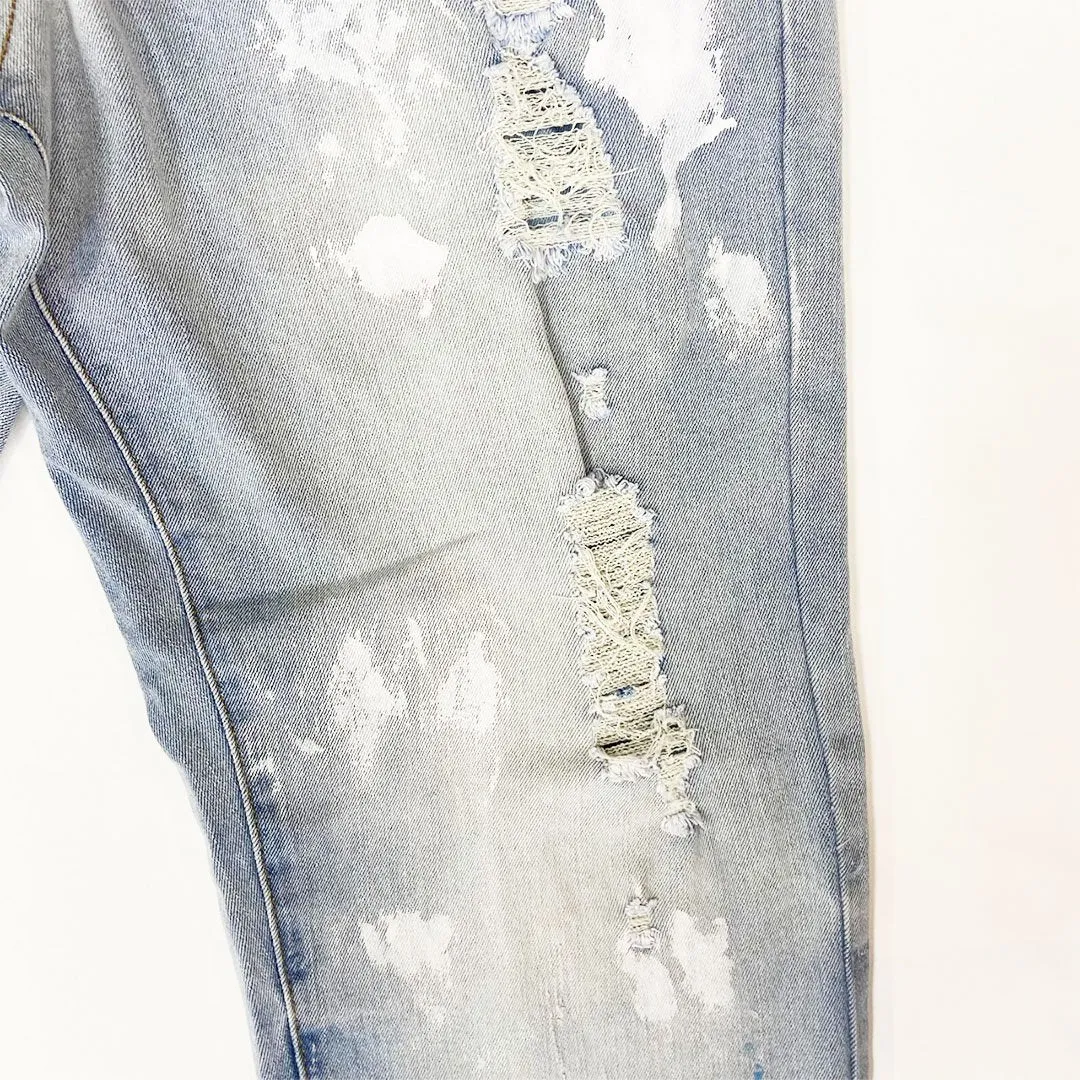 Bleecker&Mercer Distressed Ripped Paint Jeans Pants