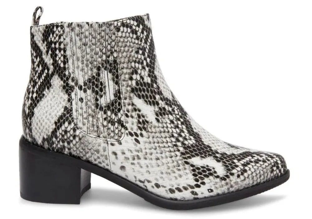 Optimized Title: BLONDO Elvina Womens Natural Snake Print Ankle Boots (Model B5768)