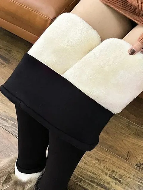 Winter Thermal Fleece-Lined Yoga Leggings for Women