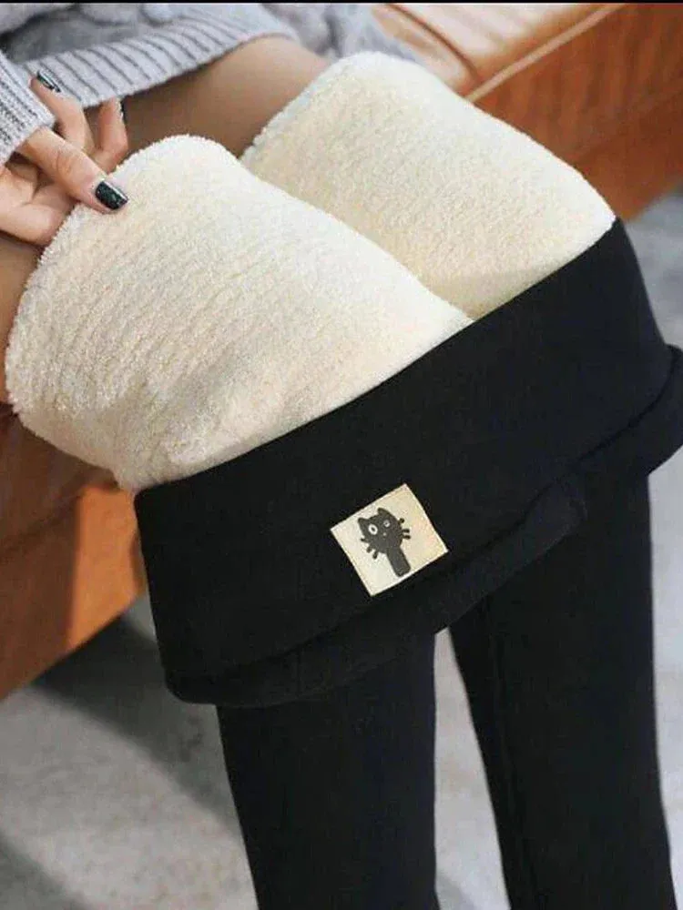 Winter Thermal Fleece-Lined Yoga Leggings for Women