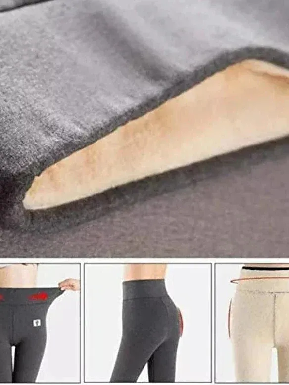 Winter Thermal Fleece-Lined Yoga Leggings for Women