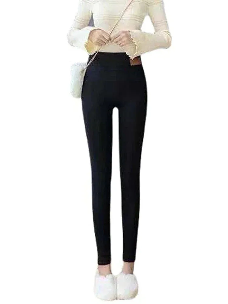 Winter Thermal Fleece-Lined Yoga Leggings for Women