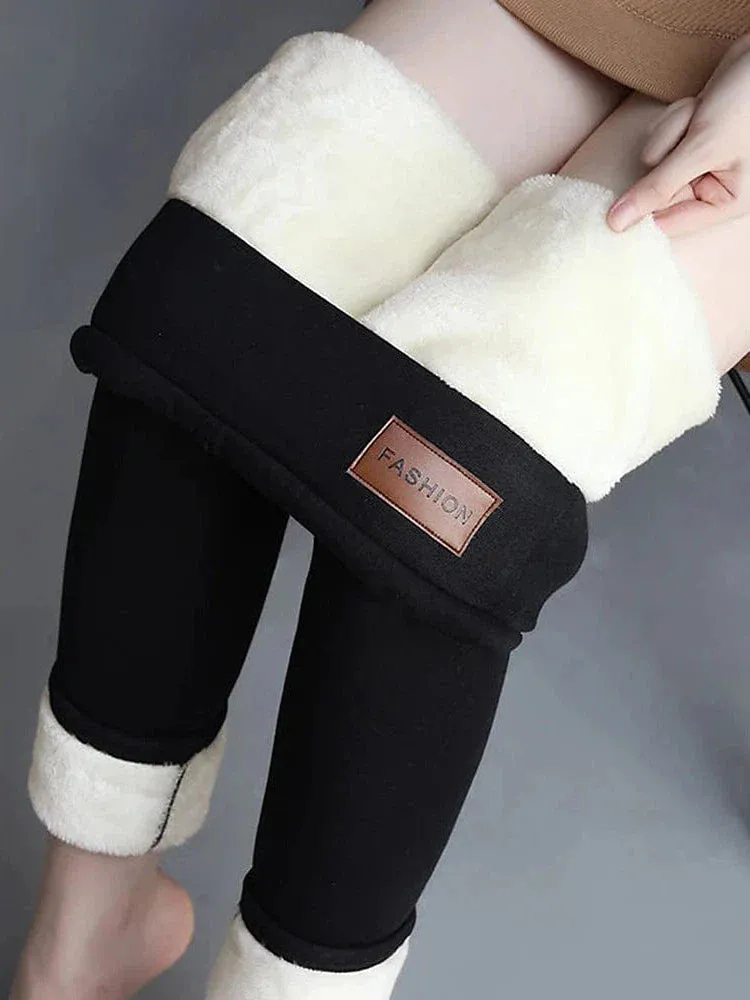 Winter Thermal Fleece-Lined Yoga Leggings for Women