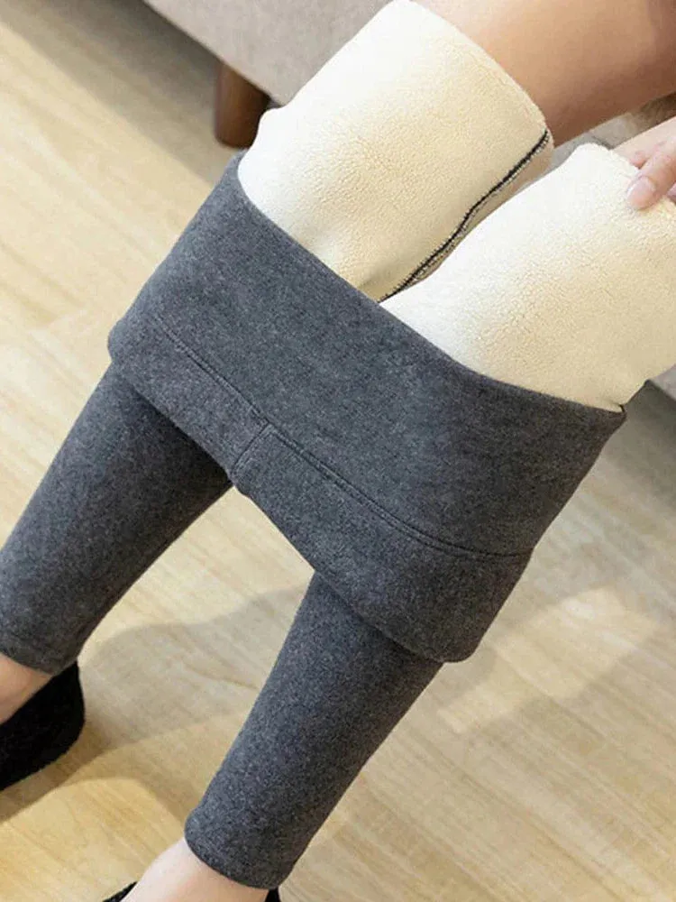 Winter Thermal Fleece-Lined Yoga Leggings for Women