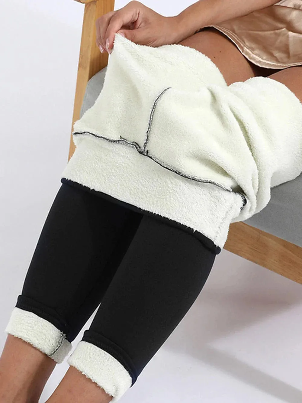 Winter Thermal Fleece-Lined Yoga Leggings for Women