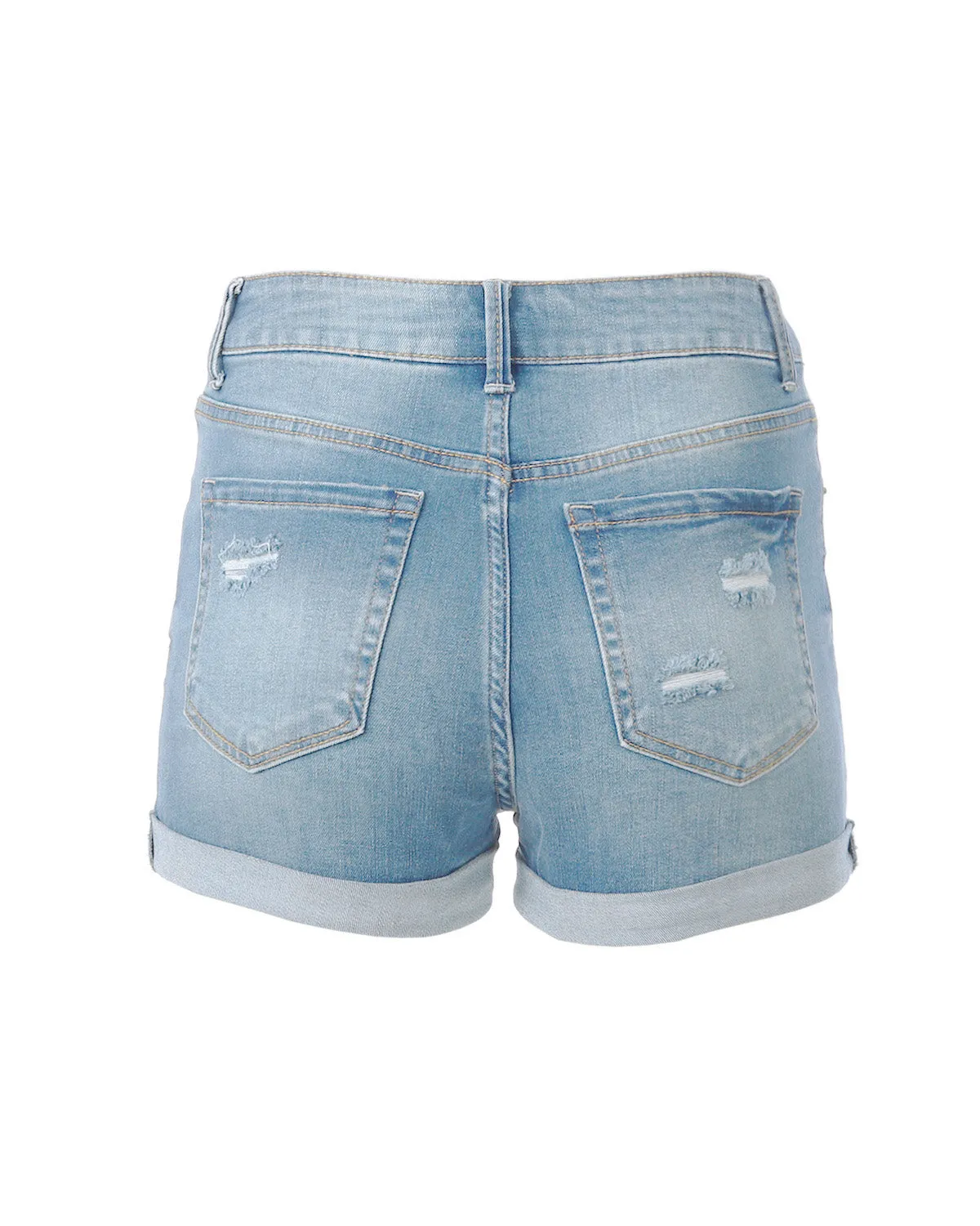 Junior Fit Classic Mid Rise Distressed Denim Frayed Cute Shorts