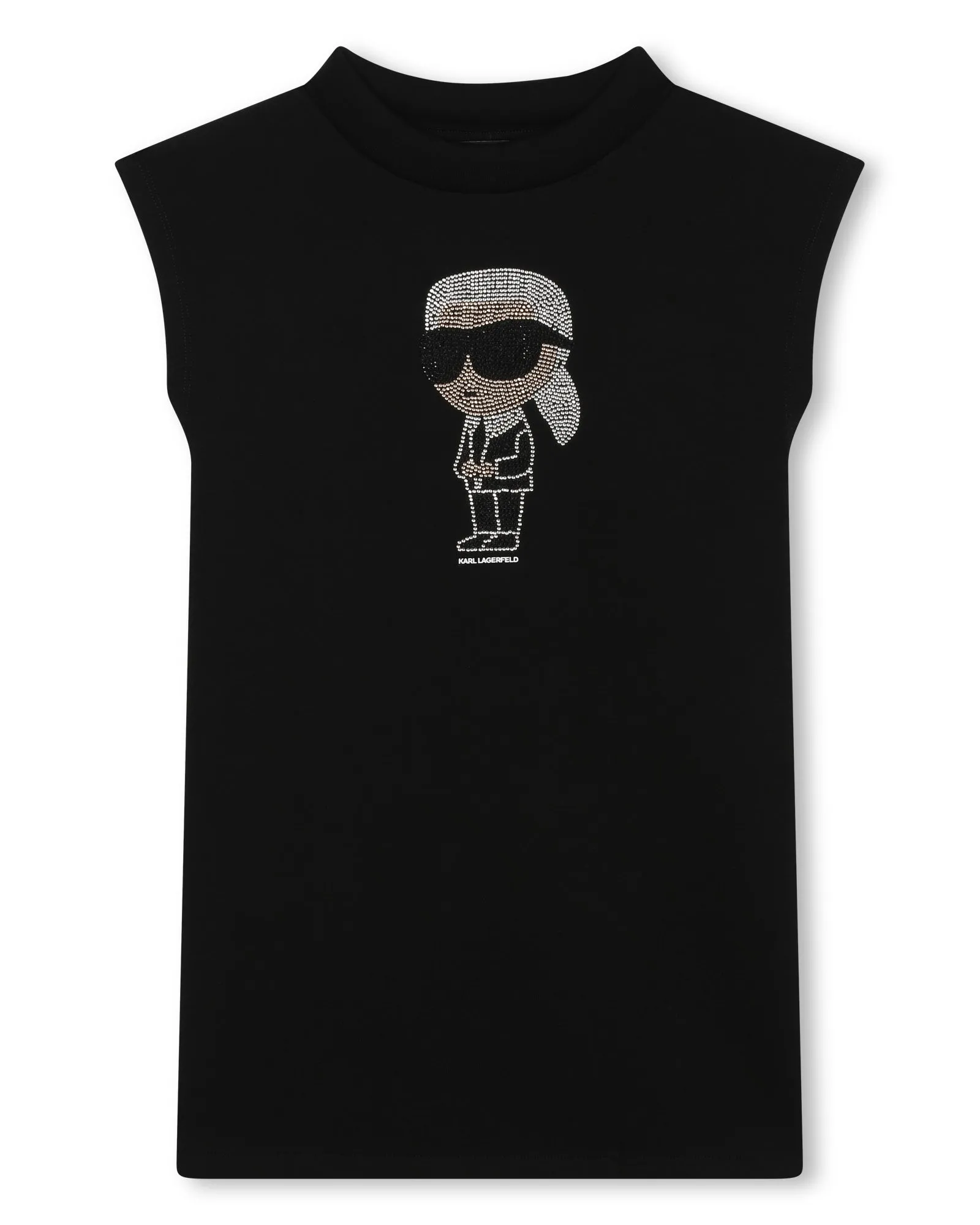 KARL LAGERFELD SS24 Sleeveless KARL IKONIC Rhinestones Black T-shirt Dress