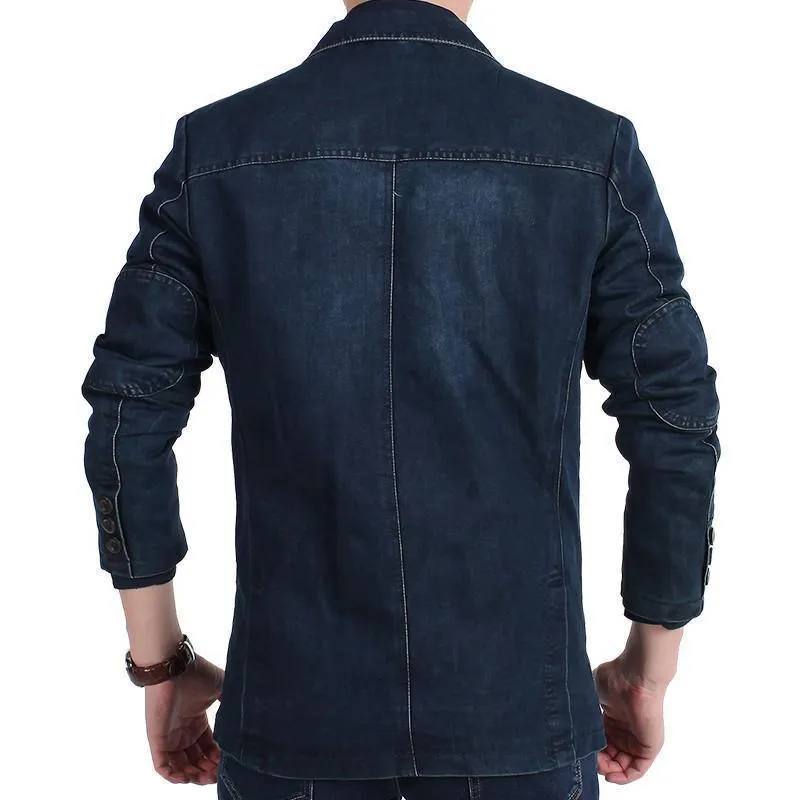 Men Blazer - Cowboy Denim Jeans Blazer