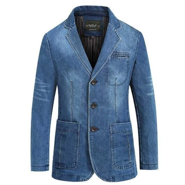 Men Blazer - Cowboy Denim Jeans Blazer