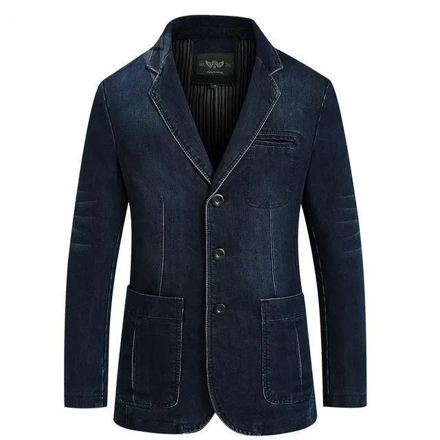 Men Blazer - Cowboy Denim Jeans Blazer