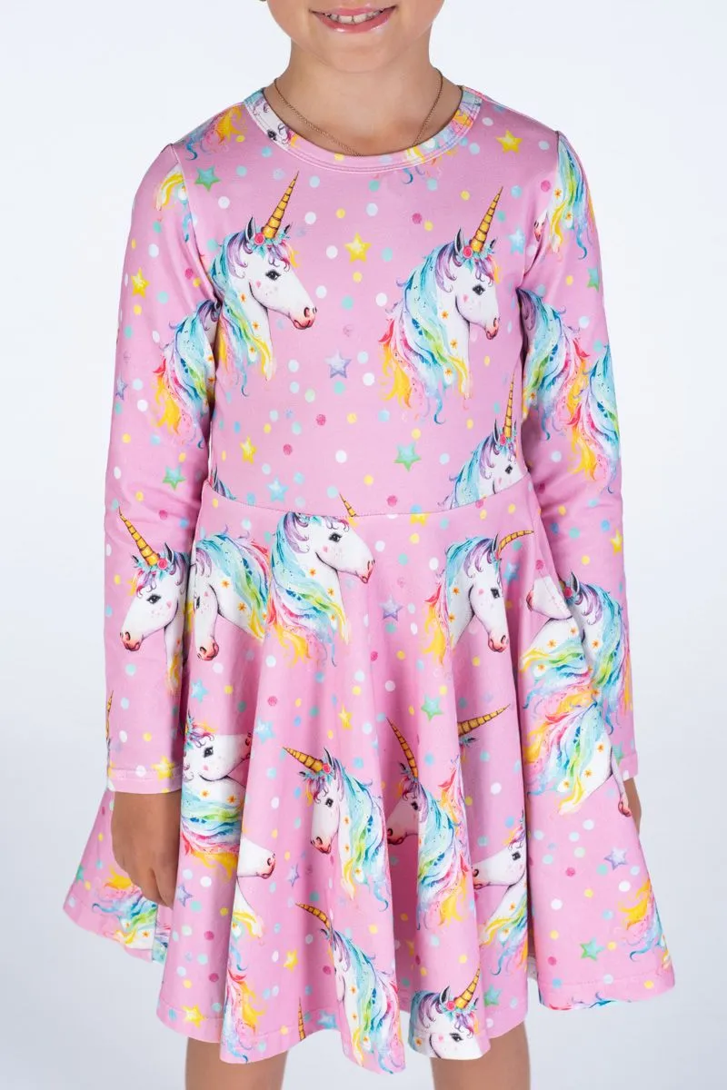 Rock Your Baby Dotty Unicorn Waisted Dress