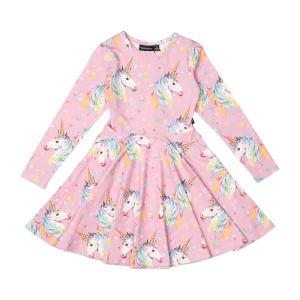 Rock Your Baby Dotty Unicorn Waisted Dress