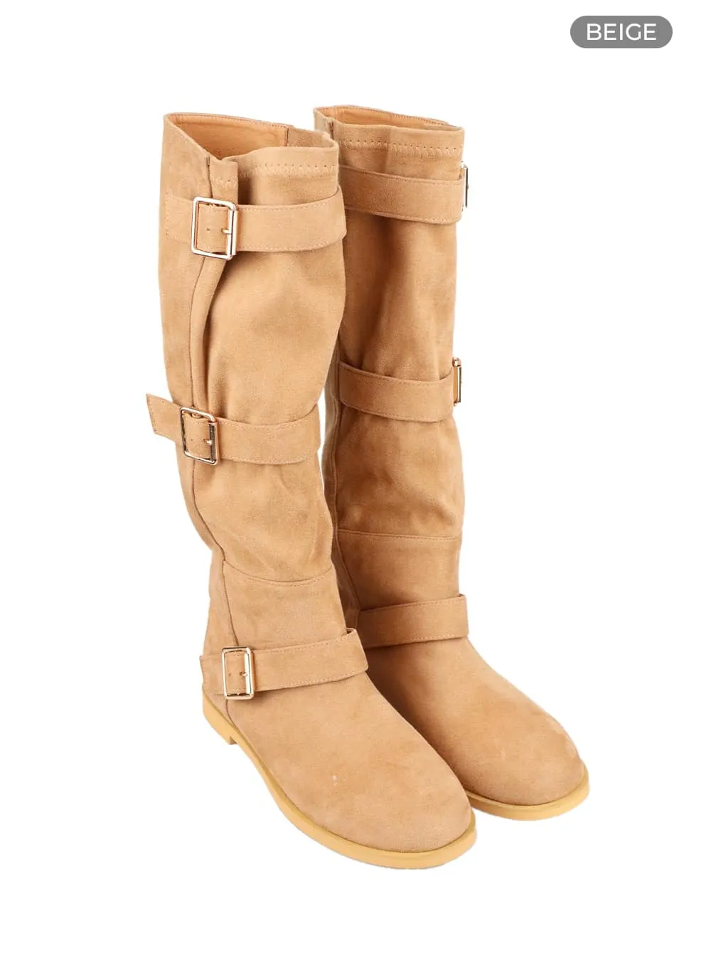 Suede Buckled Boots IA417