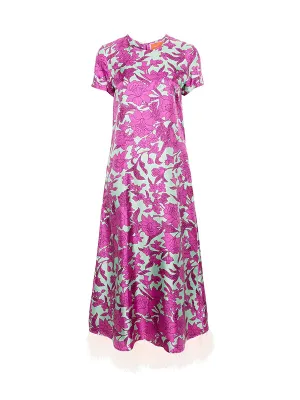 Swing Dress with Feathers in Lilium