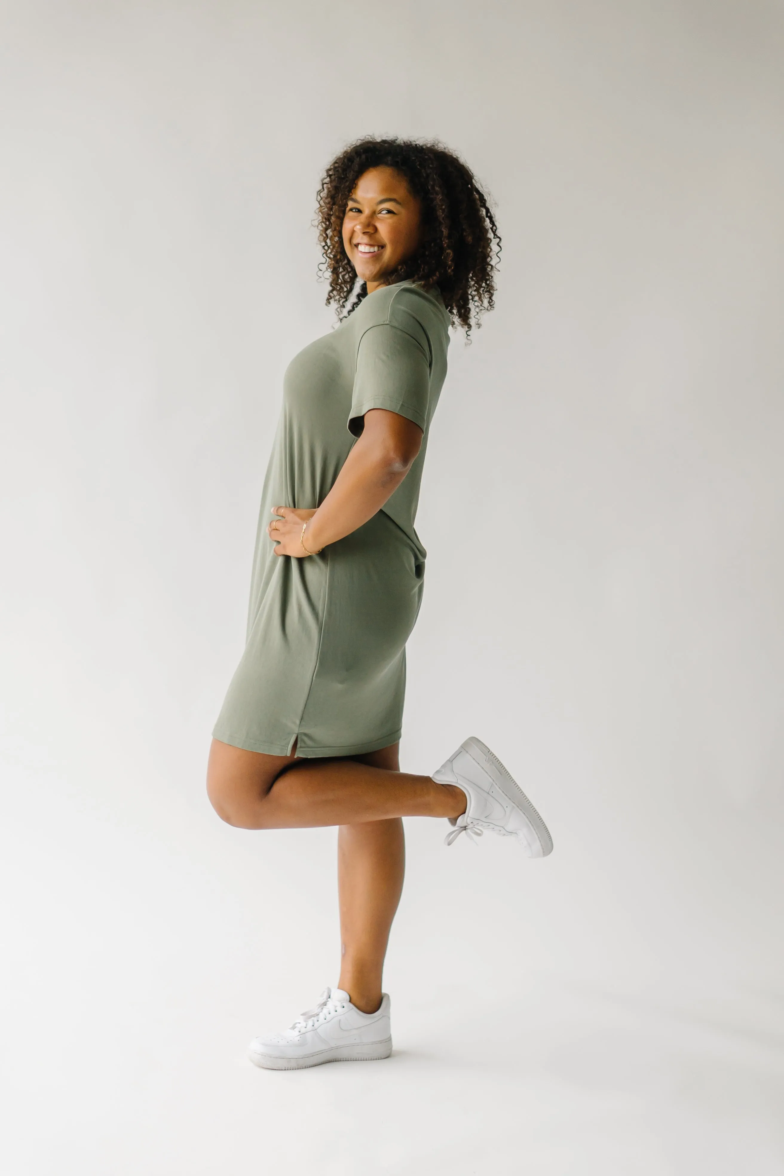 The Bassett T-Shirt Dress in Olive