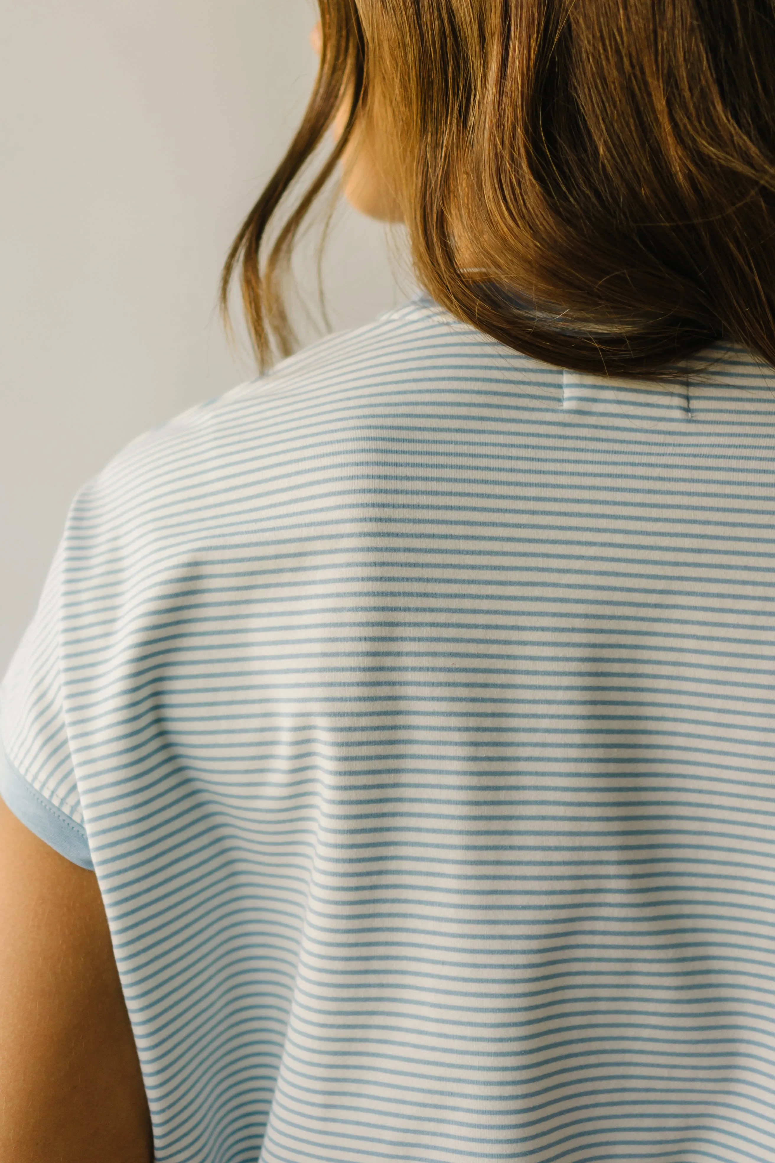 The Brinkerhoff Striped T-Shirt Dress in Ivory   Blue