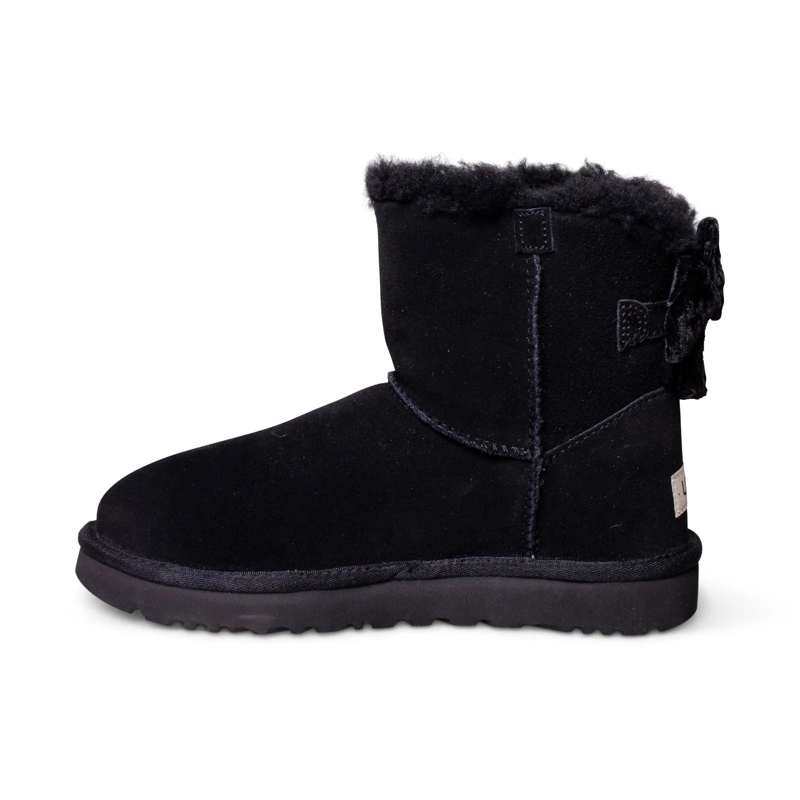 UGG Mini Bailey Bow Crushed Velvet Black Boots - Women's