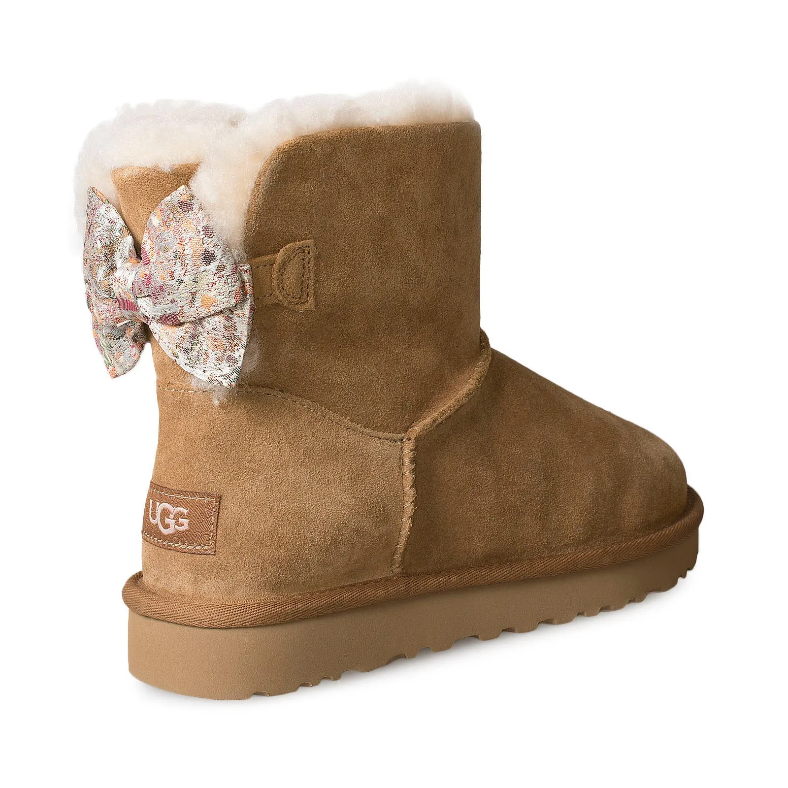 UGG MIni Bailey Bow Splatter Chestnut Boots - Women's