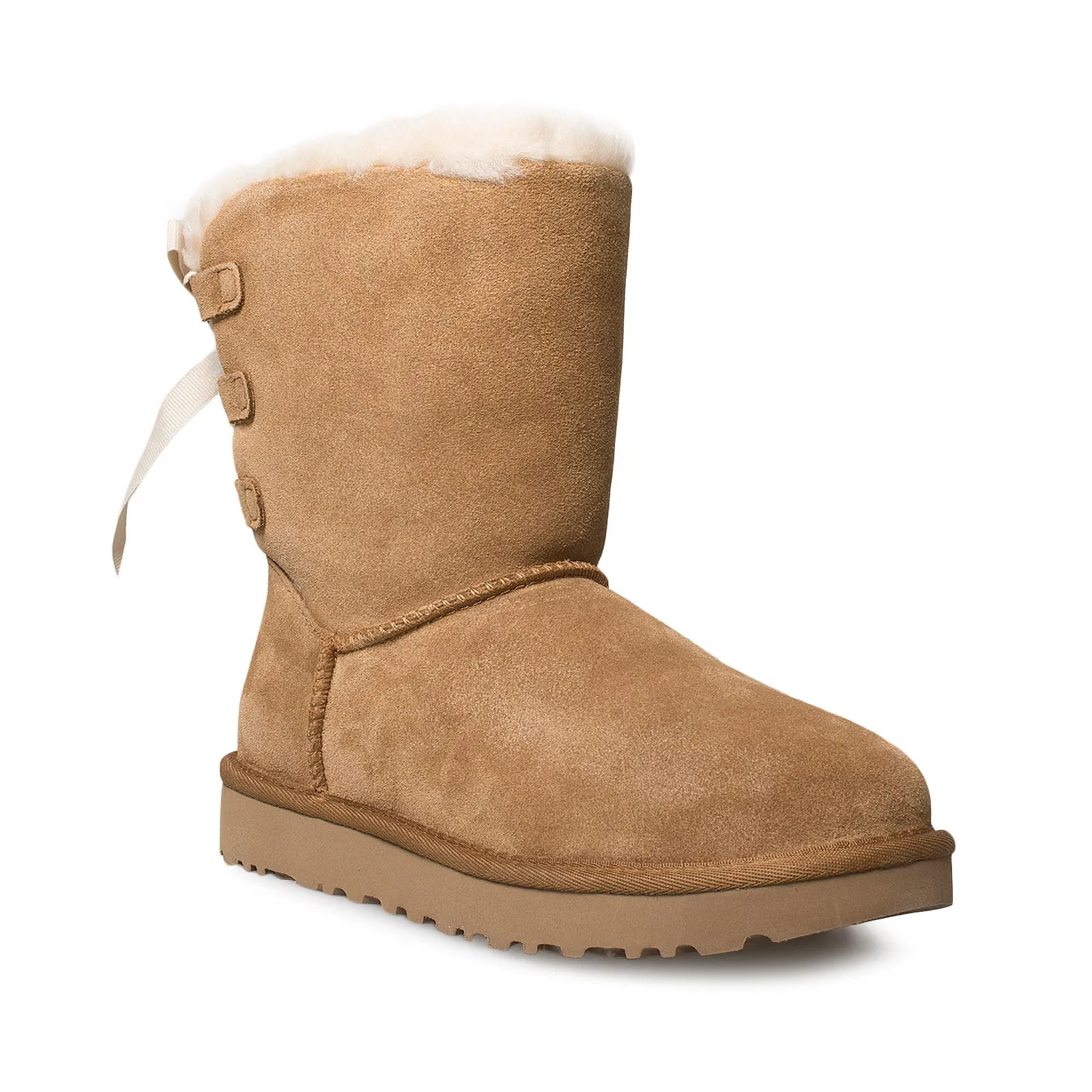 Womens UGG Short Chestnut Boots with Continuity Bow Detail